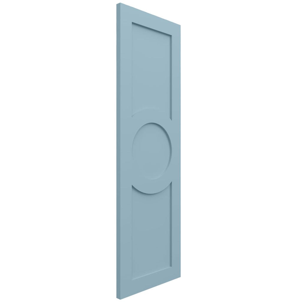 18"W x 71"H True Fit PVC Center Circle Arts & Crafts Fixed Mount Shutters, Peaceful Blue (Per Pair - Hardware Not Included)