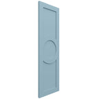 18"W x 71"H True Fit PVC Center Circle Arts & Crafts Fixed Mount Shutters, Peaceful Blue (Per Pair - Hardware Not Included)