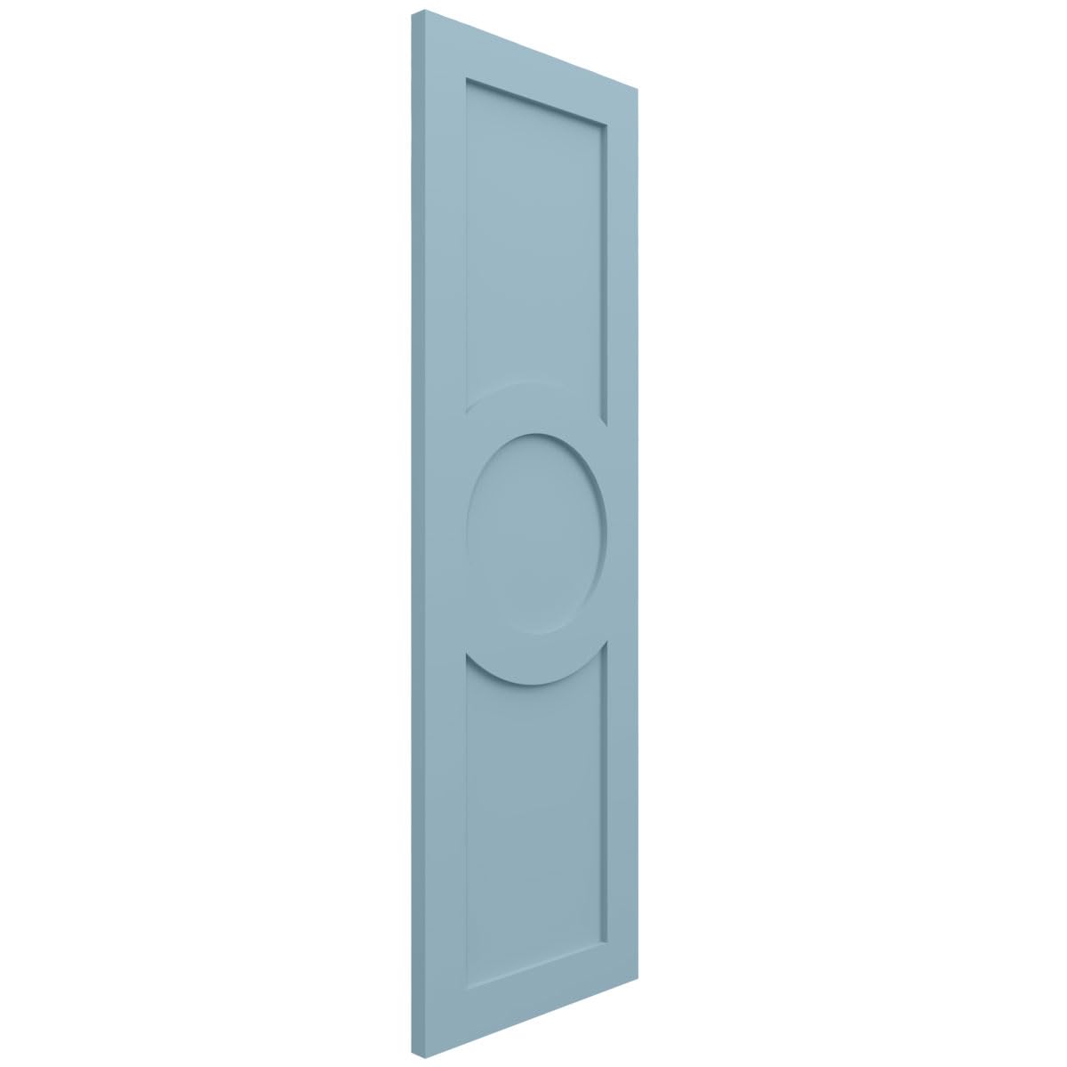 18"W x 71"H True Fit PVC Center Circle Arts & Crafts Fixed Mount Shutters, Peaceful Blue (Per Pair - Hardware Not Included)
