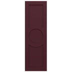 15"W x 74"H True Fit PVC Center Circle Arts & Crafts Fixed Mount Shutters, Wine Red (Per Pair - Hardware Not Included)