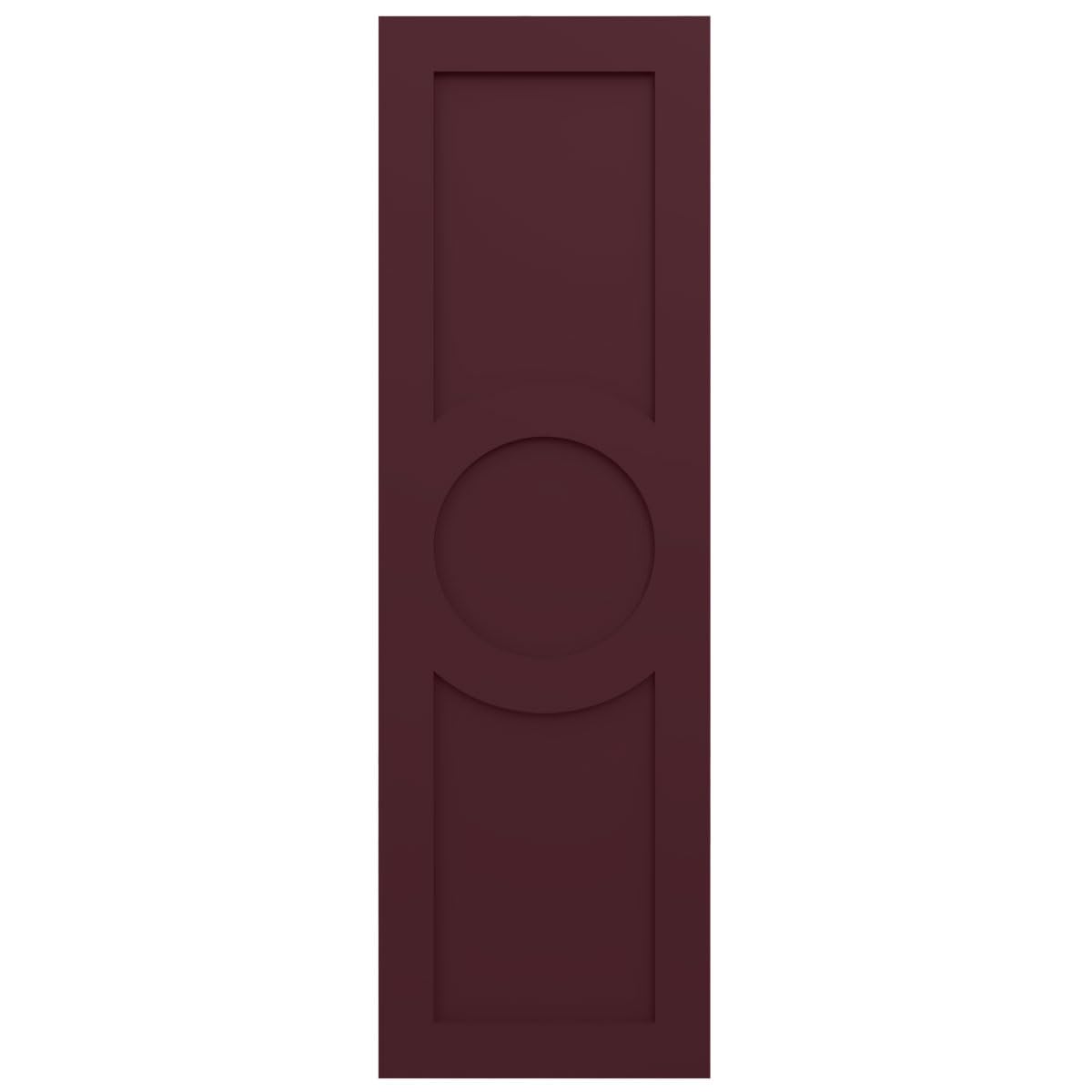15"W x 74"H True Fit PVC Center Circle Arts & Crafts Fixed Mount Shutters, Wine Red (Per Pair - Hardware Not Included)