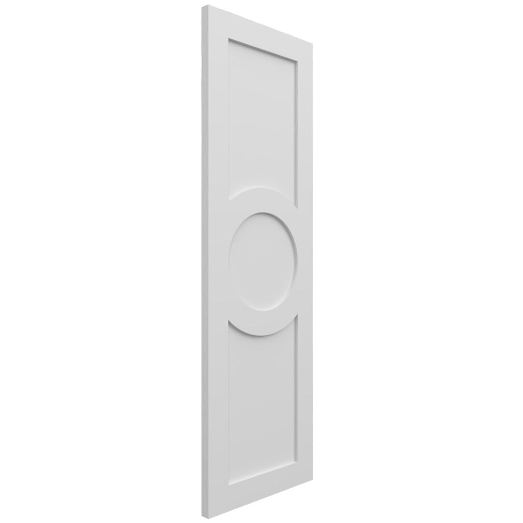 15"W x 78"H True Fit PVC Center Circle Arts & Crafts Fixed Mount Shutters, White (Per Pair - Hardware Not Included)