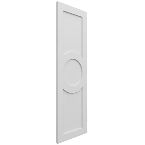 15"W x 78"H True Fit PVC Center Circle Arts & Crafts Fixed Mount Shutters, White (Per Pair - Hardware Not Included)