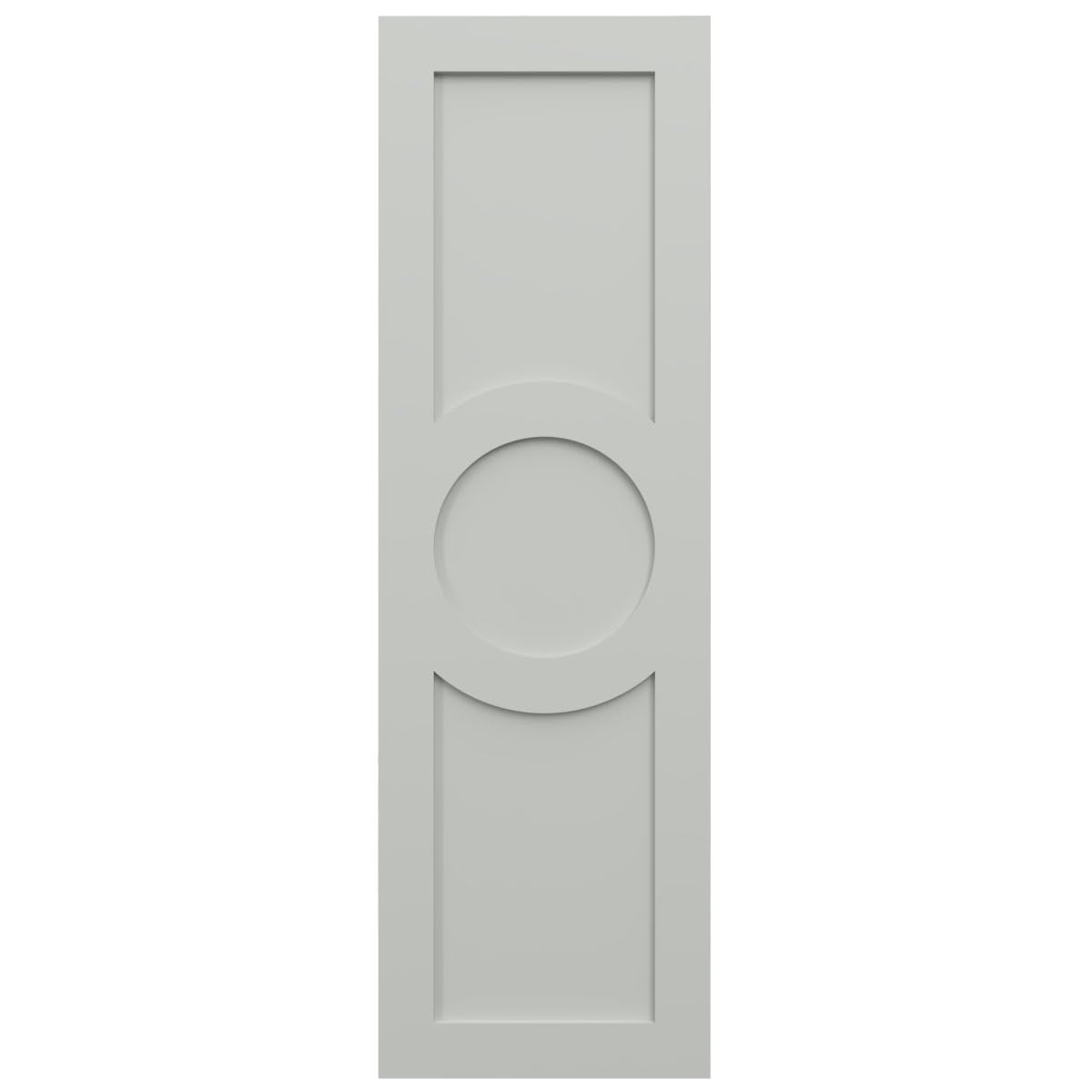 18"W x 68"H True Fit PVC Center Circle Arts & Crafts Fixed Mount Shutters, Hailstorm Gray (Per Pair - Hardware Not Included)