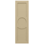 18"W x 68"H True Fit PVC Center Circle Arts & Crafts Fixed Mount Shutters, Natural Twine (Per Pair - Hardware Not Included)
