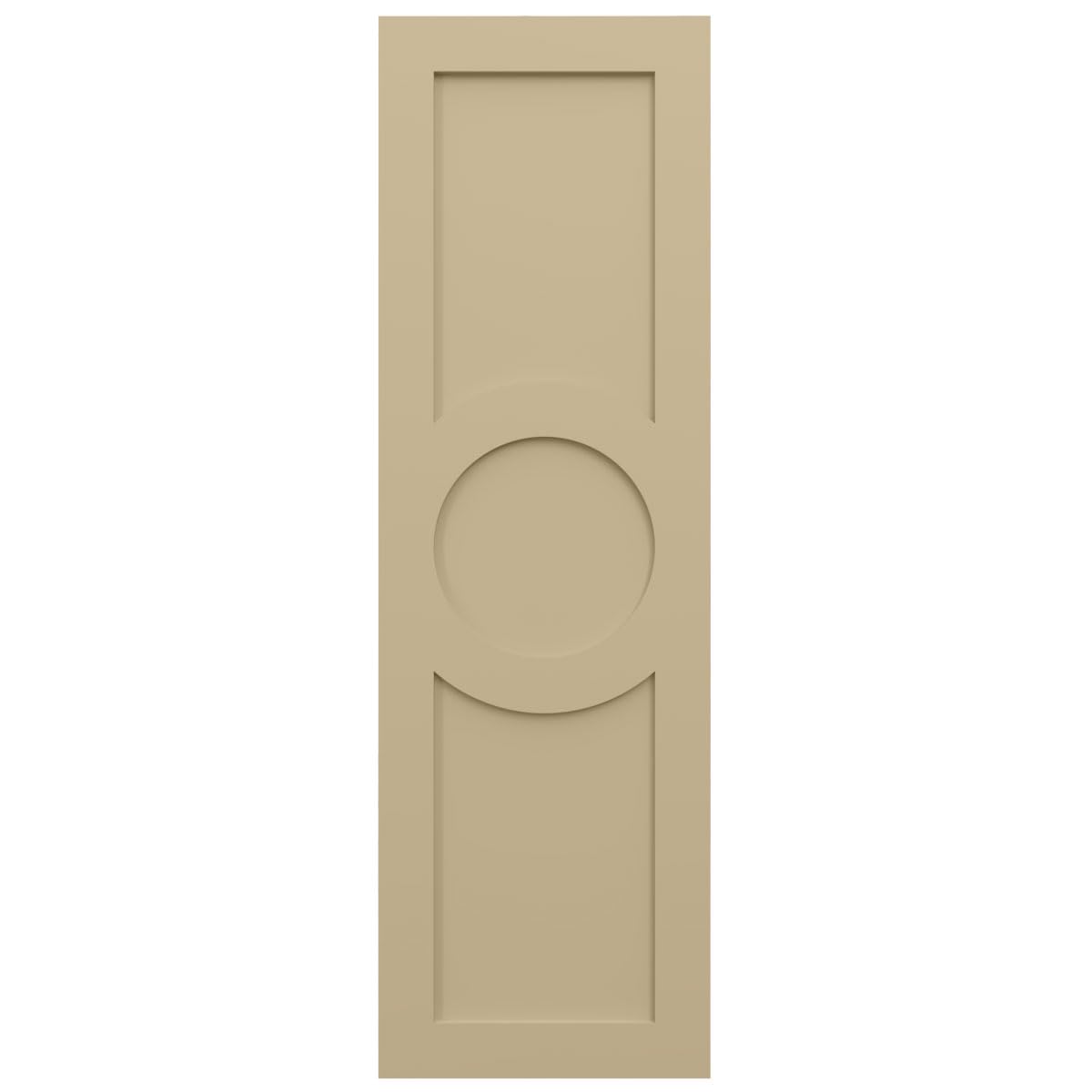 18"W x 68"H True Fit PVC Center Circle Arts & Crafts Fixed Mount Shutters, Natural Twine (Per Pair - Hardware Not Included)