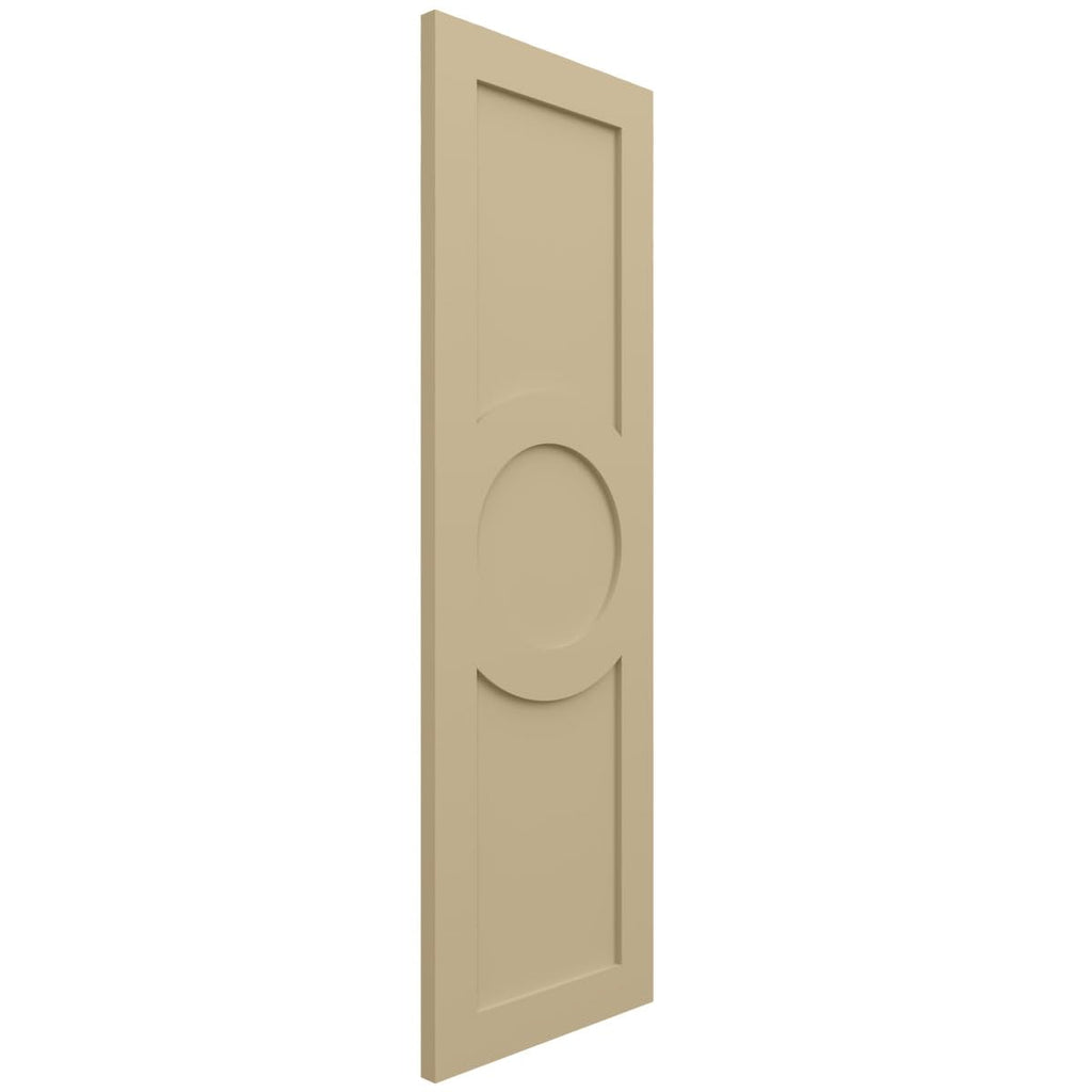 18"W x 68"H True Fit PVC Center Circle Arts & Crafts Fixed Mount Shutters, Natural Twine (Per Pair - Hardware Not Included)