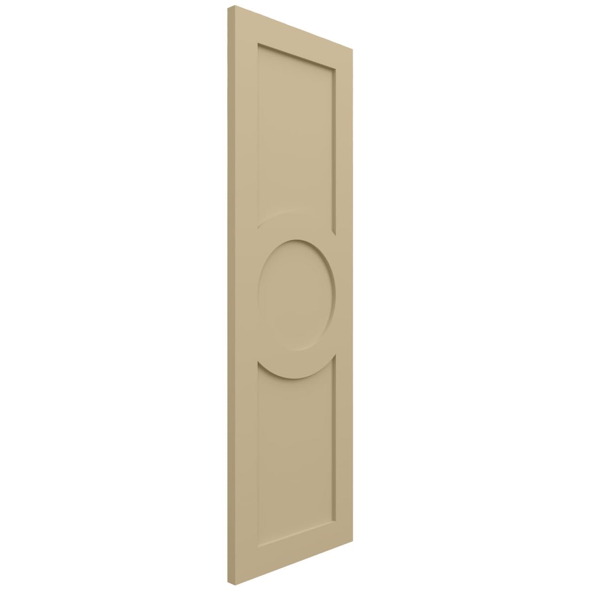18"W x 68"H True Fit PVC Center Circle Arts & Crafts Fixed Mount Shutters, Natural Twine (Per Pair - Hardware Not Included)