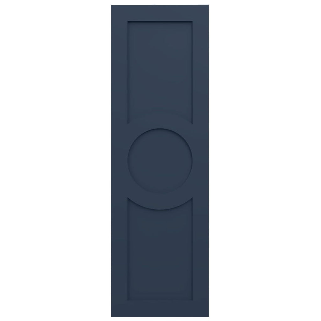 18"W x 71"H True Fit PVC Center Circle Arts & Crafts Fixed Mount Shutters, Starless Night Blue (Per Pair - Hardware Not Included)