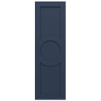 18"W x 71"H True Fit PVC Center Circle Arts & Crafts Fixed Mount Shutters, Starless Night Blue (Per Pair - Hardware Not Included)