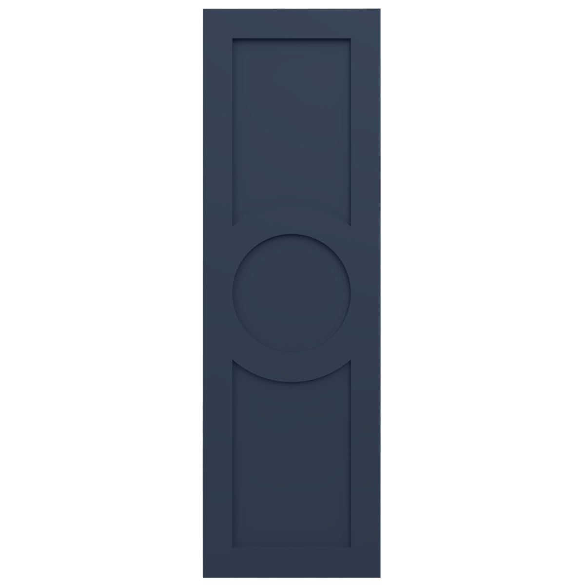 18"W x 71"H True Fit PVC Center Circle Arts & Crafts Fixed Mount Shutters, Starless Night Blue (Per Pair - Hardware Not Included)