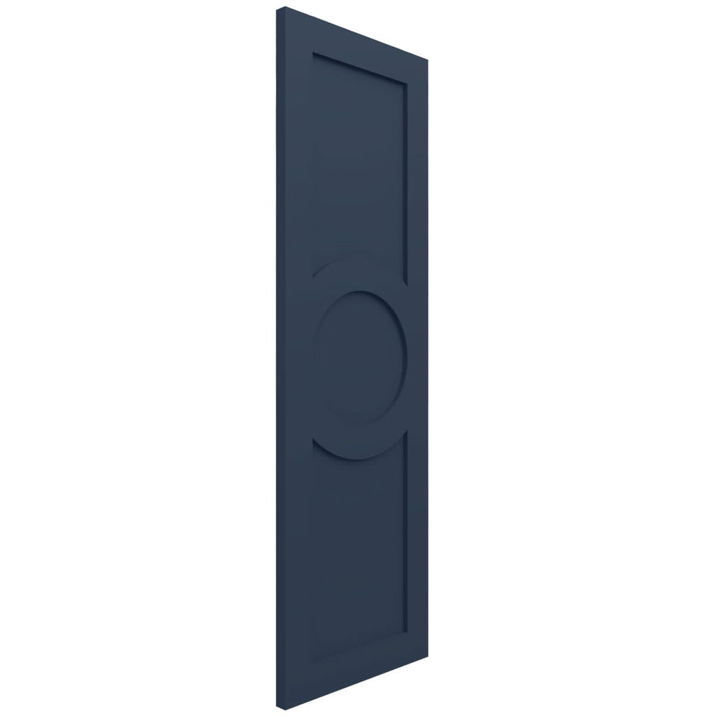 18"W x 71"H True Fit PVC Center Circle Arts & Crafts Fixed Mount Shutters, Starless Night Blue (Per Pair - Hardware Not Included)