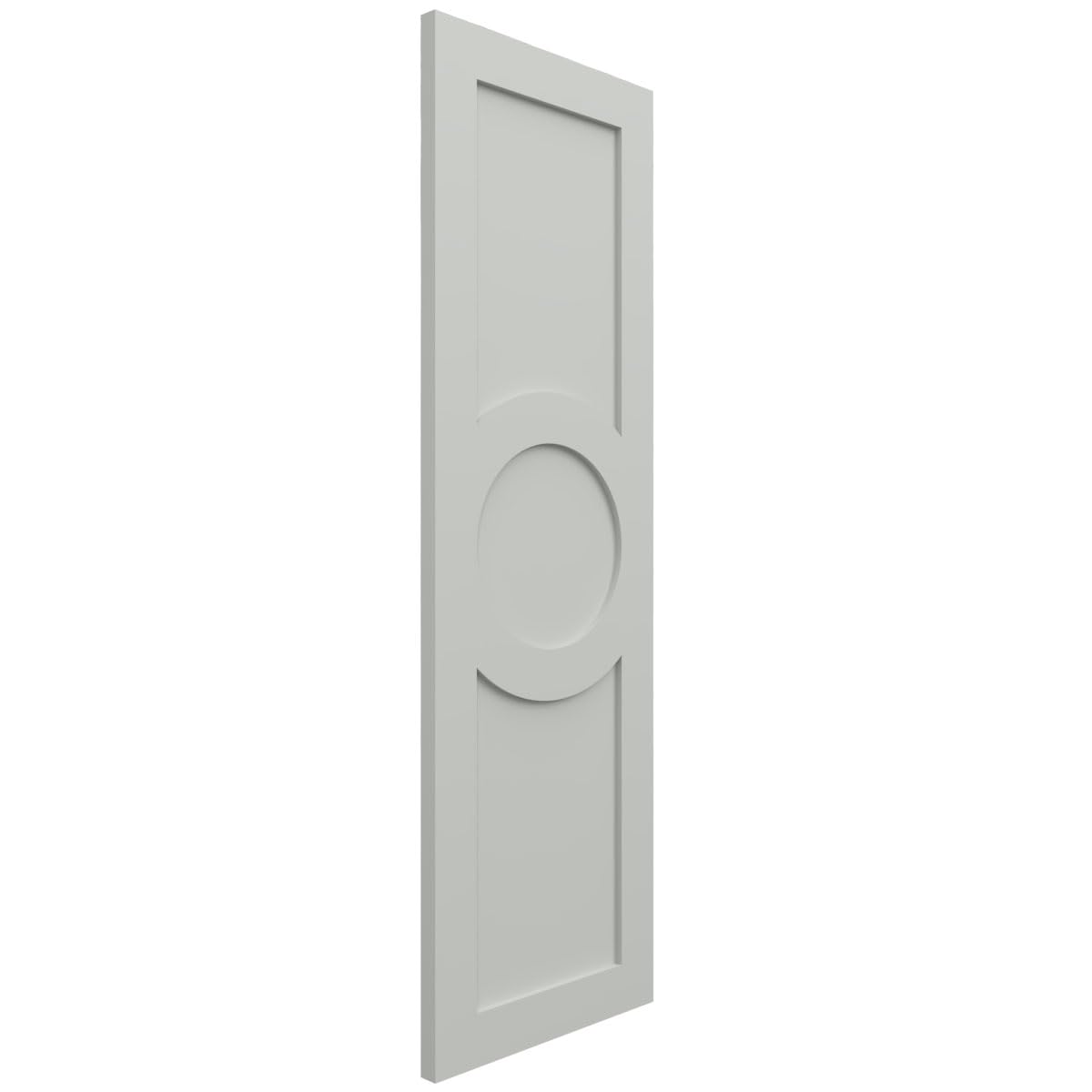 18"W x 68"H True Fit PVC Center Circle Arts & Crafts Fixed Mount Shutters, Hailstorm Gray (Per Pair - Hardware Not Included)