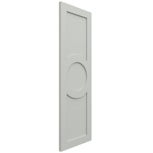 18"W x 72"H True Fit PVC Center Circle Arts & Crafts Fixed Mount Shutters, Hailstorm Gray (Per Pair - Hardware Not Included)