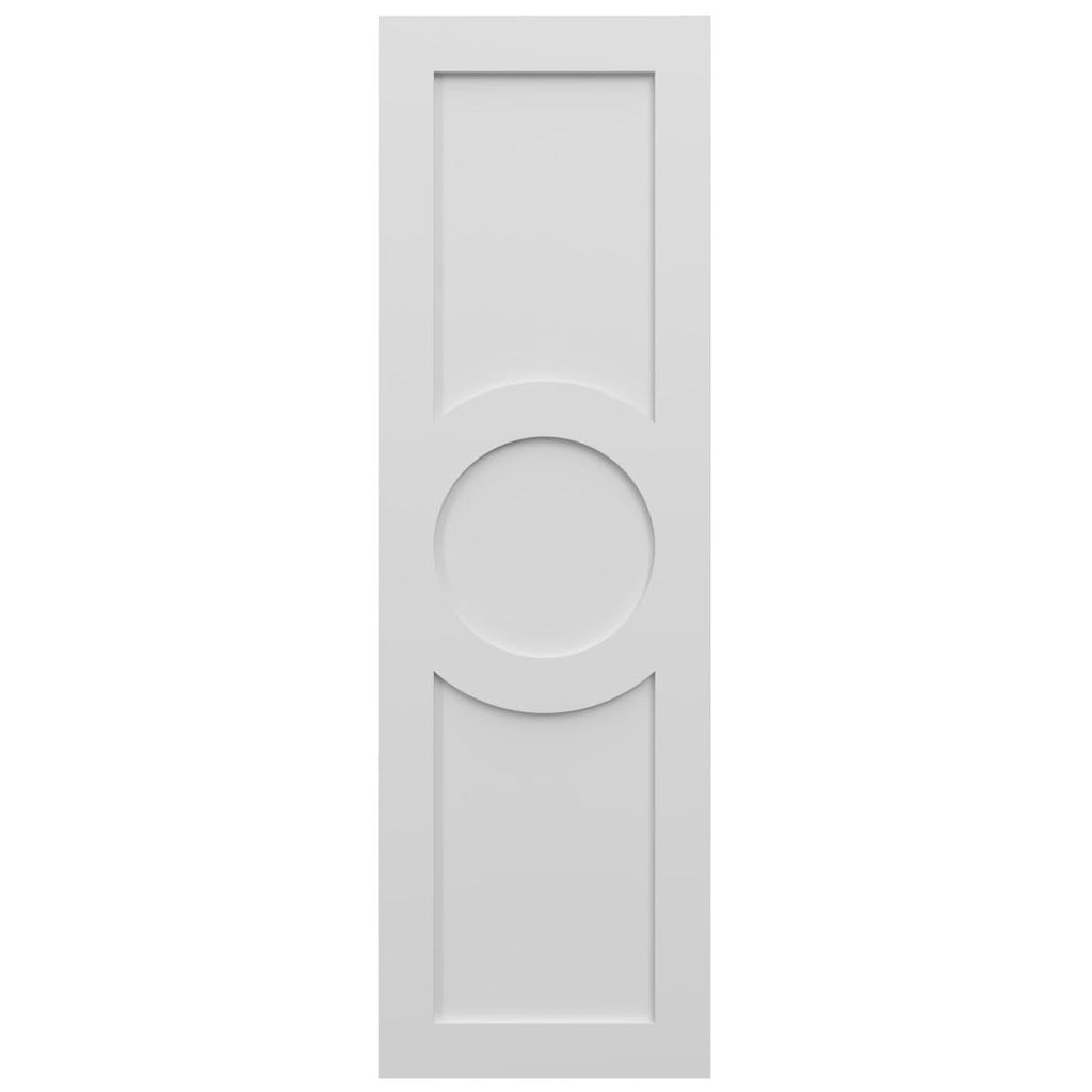 15"W x 78"H True Fit PVC Center Circle Arts & Crafts Fixed Mount Shutters, White (Per Pair - Hardware Not Included)