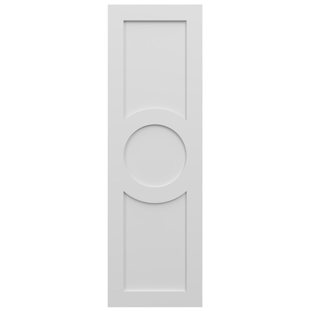 15"W x 78"H True Fit PVC Center Circle Arts & Crafts Fixed Mount Shutters, White (Per Pair - Hardware Not Included)