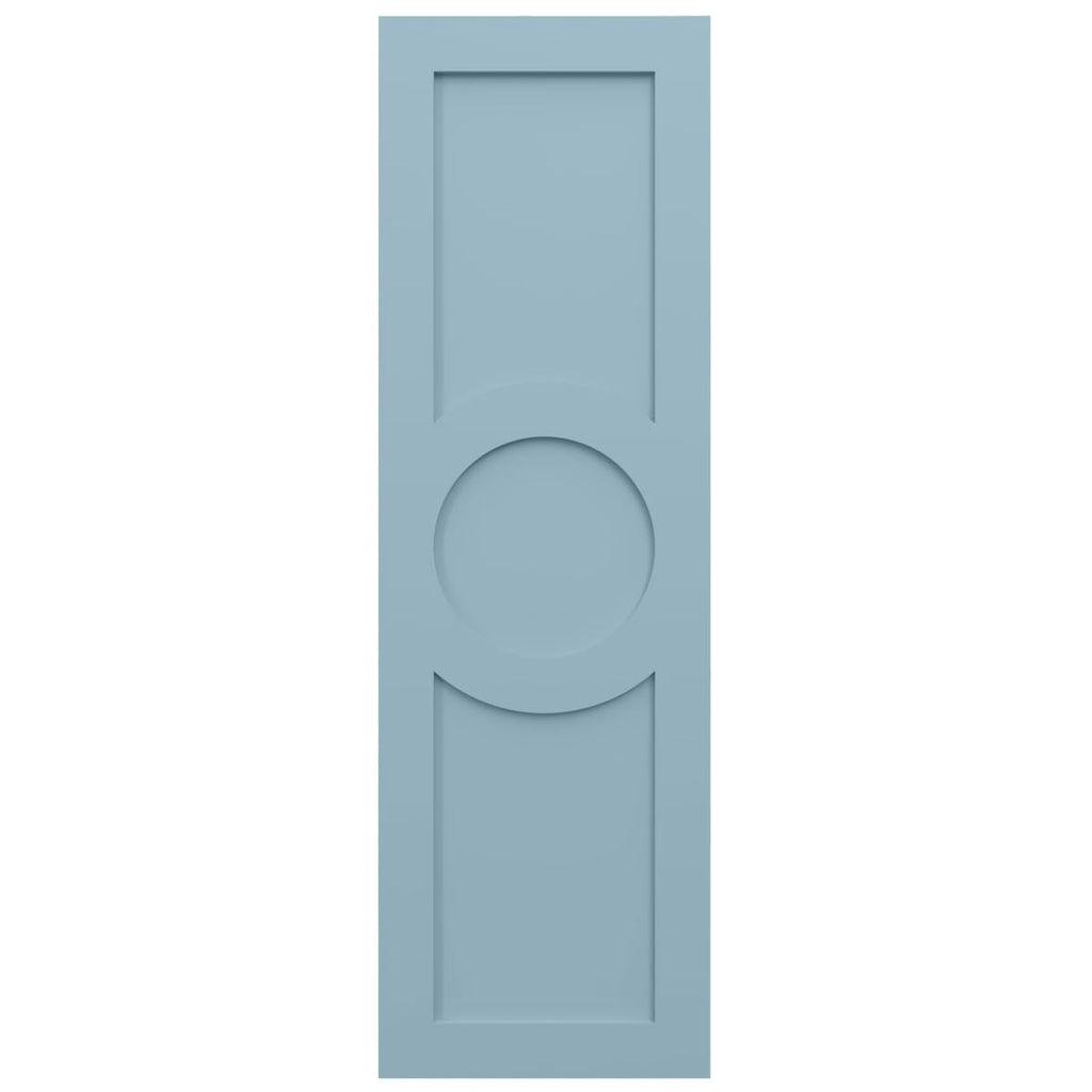 18"W x 71"H True Fit PVC Center Circle Arts & Crafts Fixed Mount Shutters, Peaceful Blue (Per Pair - Hardware Not Included)