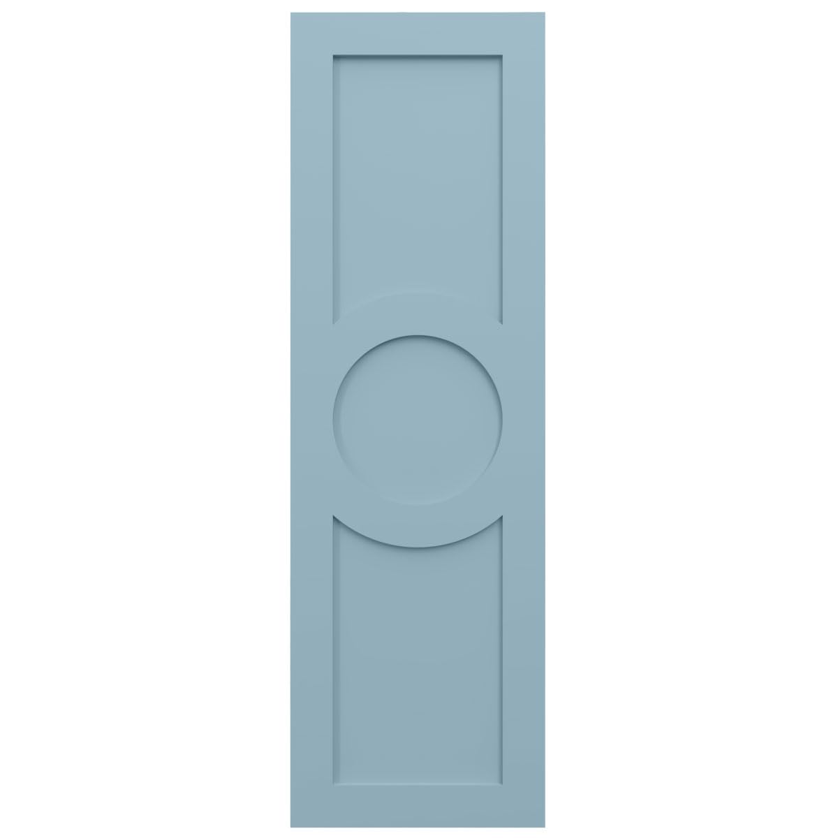 18"W x 71"H True Fit PVC Center Circle Arts & Crafts Fixed Mount Shutters, Peaceful Blue (Per Pair - Hardware Not Included)