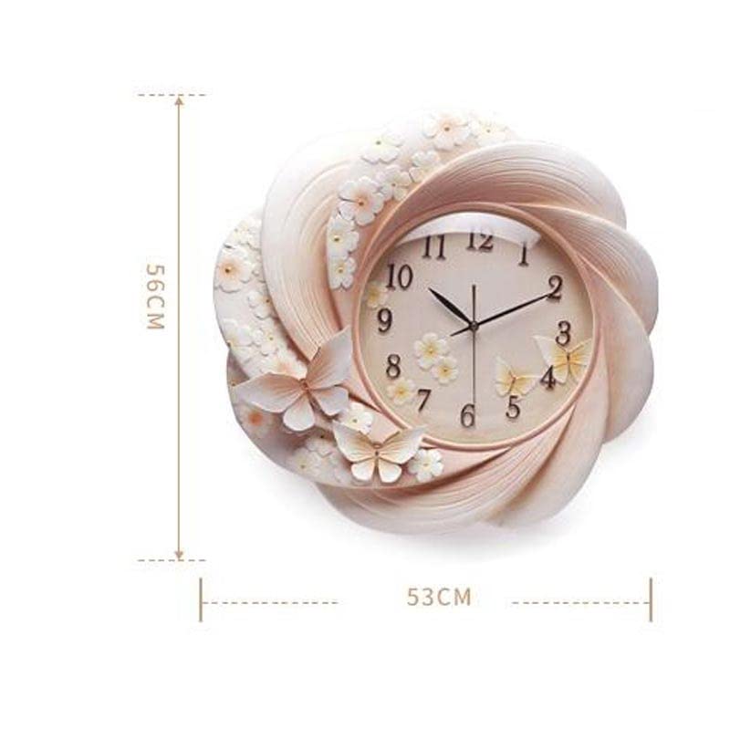 Wall Clock Emboss Decorative Resin Home Livingroom Hanging Mute Quartz Crafts Ornaments Art