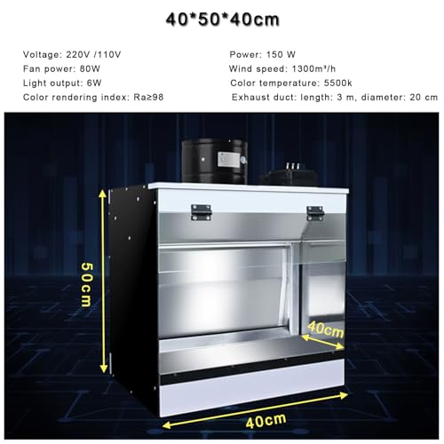Waterfall Spray Booth for Airbrushing - 5500K LED Lighting, Water-Based Filtration, 40x50x40cm Craft Table for Model Painting, Art Projects, and DIY Crafts.