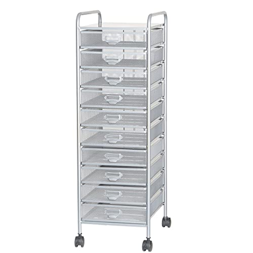 Storage Shelf-Rolling File Cabinet Utility Cart for Office/Home Organization High Capacity Metal Mesh Tool Box Storage Art Craft Organizer on Wheels（Black,35x47