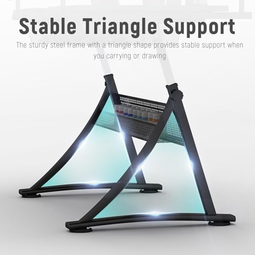 (en:Art & Craft Desk with Stool Drawing Table, Height(25.6"-35.4") Adjustable, 0°-50° Tiltable Glass top, Artist Workstation for Home Office School Study Room)