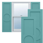 18"W x 71"H True Fit PVC Center Circle Arts & Crafts Fixed Mount Shutters, Starless Night Blue (Per Pair - Hardware Not Included)