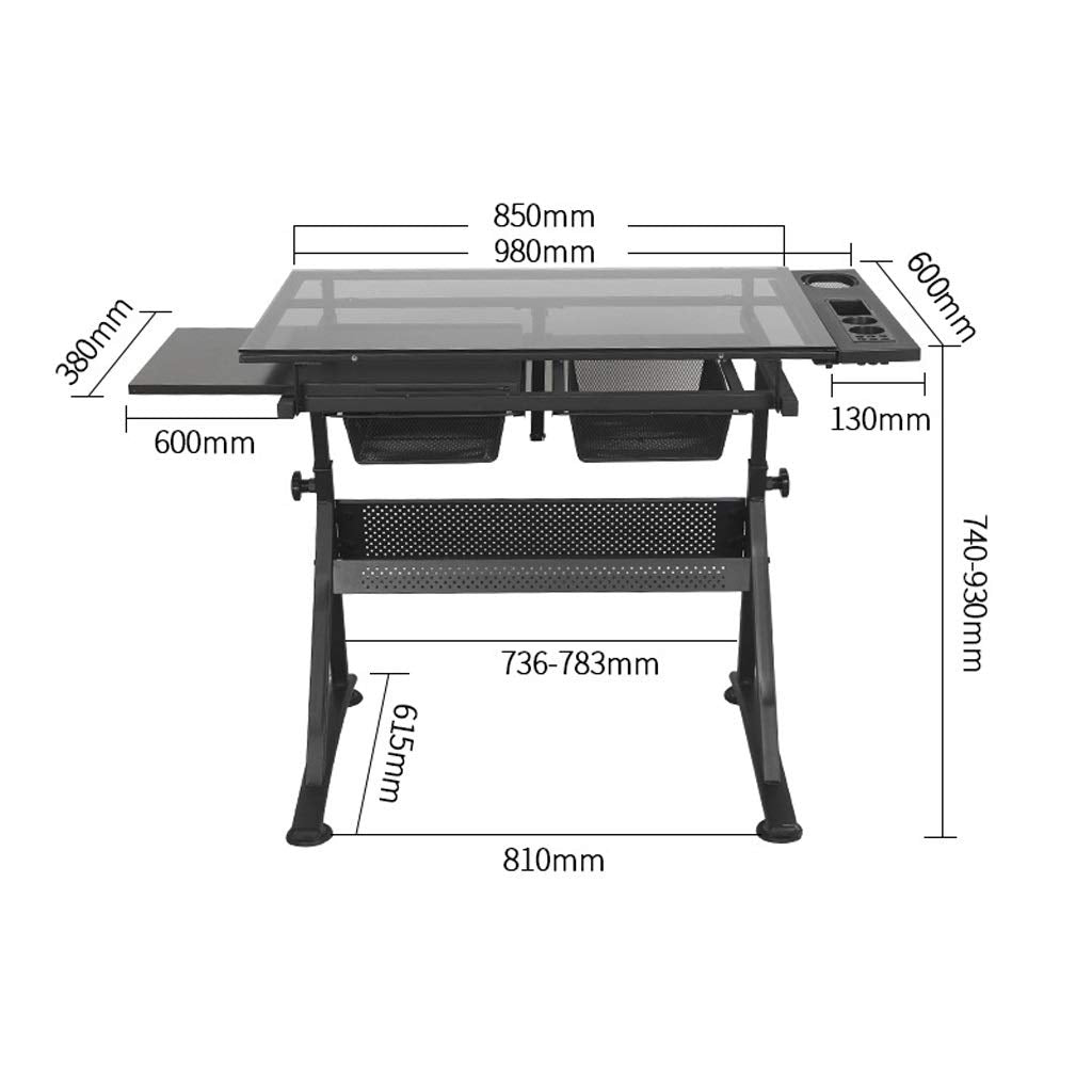 Adjustable Drafting Table with Storage for Home Office and Art Projects, Large Tiltable Craft Desk