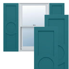 18"W x 68"H True Fit PVC Center Circle Arts & Crafts Fixed Mount Shutters, Hailstorm Gray (Per Pair - Hardware Not Included)