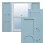 18"W x 71"H True Fit PVC Center Circle Arts & Crafts Fixed Mount Shutters, Peaceful Blue (Per Pair - Hardware Not Included)