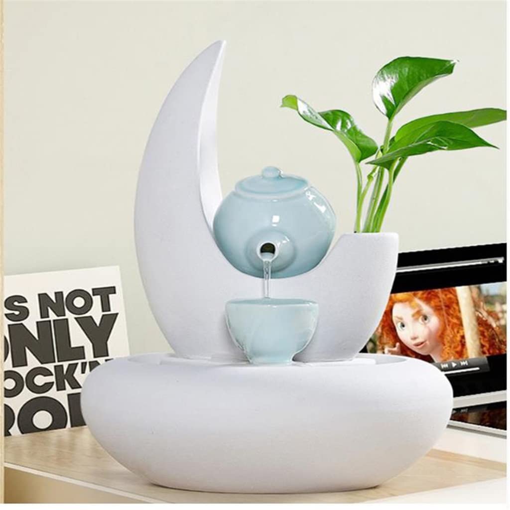 Water Fountain Black/White Earthenware Feng Shui Waterscape Home Decor Ceramic Crafts Landscape Art