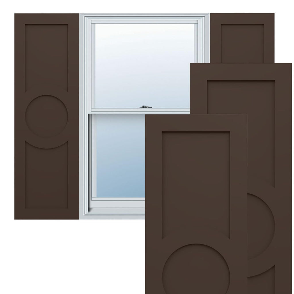 18"W x 71"H True Fit PVC Center Circle Arts & Crafts Fixed Mount Shutters, Starless Night Blue (Per Pair - Hardware Not Included)