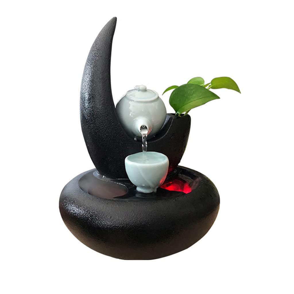 Water Fountain Black/White Earthenware Feng Shui Waterscape Home Decor Ceramic Crafts Landscape Art