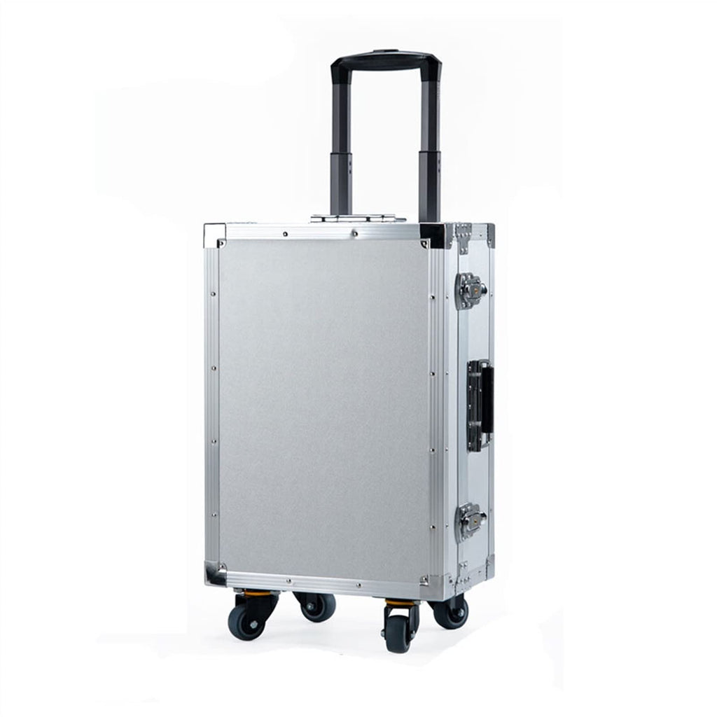 Tool Organizer and Storage Portable Rolling Upright Trolley Tool Box Aluminum Hard Toolbox with Telescoping Handle Tool Trolley Case for Tools, Art, Craft, and Part,Grey,M