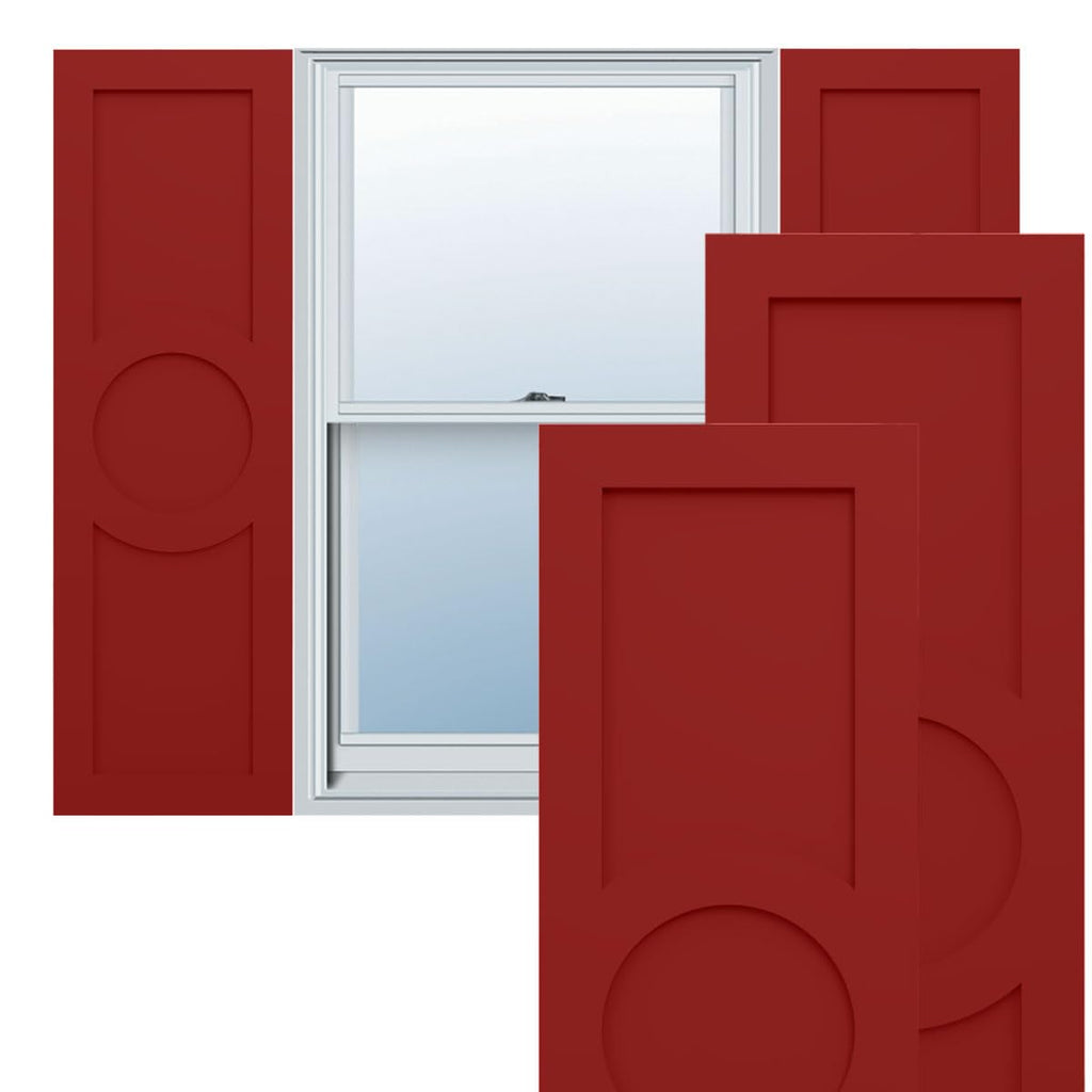 18"W x 71"H True Fit PVC Center Circle Arts & Crafts Fixed Mount Shutters, Starless Night Blue (Per Pair - Hardware Not Included)