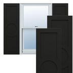 18"W x 71"H True Fit PVC Center Circle Arts & Crafts Fixed Mount Shutters, Starless Night Blue (Per Pair - Hardware Not Included)