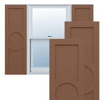18"W x 68"H True Fit PVC Center Circle Arts & Crafts Fixed Mount Shutters, Hailstorm Gray (Per Pair - Hardware Not Included)