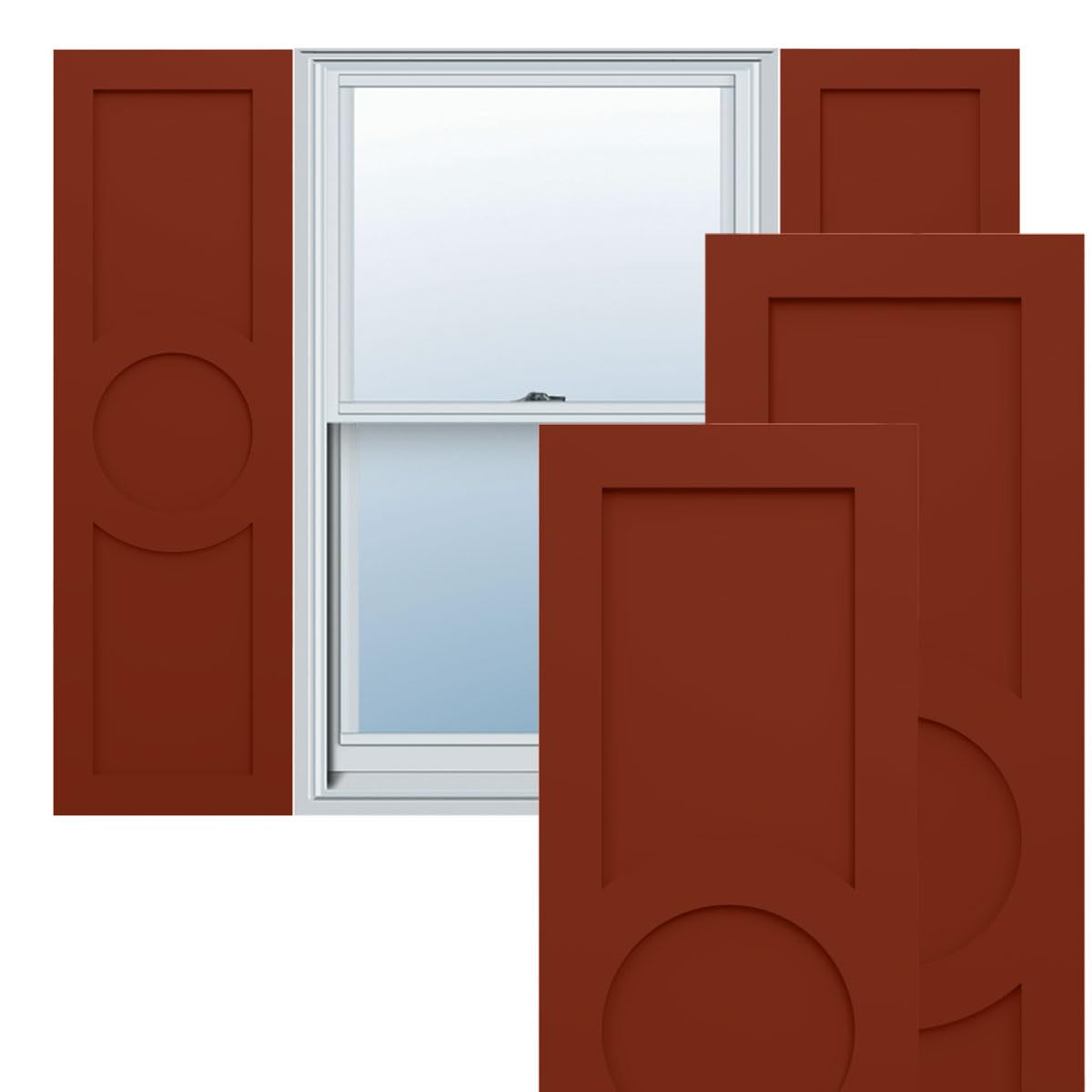 18"W x 72"H True Fit PVC Center Circle Arts & Crafts Fixed Mount Shutters, Hailstorm Gray (Per Pair - Hardware Not Included)
