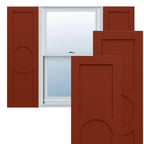 18"W x 71"H True Fit PVC Center Circle Arts & Crafts Fixed Mount Shutters, Starless Night Blue (Per Pair - Hardware Not Included)