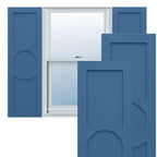 18"W x 71"H True Fit PVC Center Circle Arts & Crafts Fixed Mount Shutters, Starless Night Blue (Per Pair - Hardware Not Included)