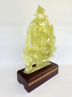 18" H Green Onyx Marble Carving Flower Bird Arts Crafts Statue Sculpture with Box and Stand