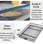 Storage Shelf-Rolling File Cabinet Utility Cart for Office/Home Organization High Capacity Metal Mesh Tool Box Storage Art Craft Organizer on Wheels（Black,35x47