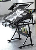 Adjustable Drafting Table with Storage Large Tiltable Craft Desk for Home Office Art W