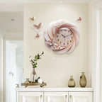 Wall Clock Emboss Decorative Resin Home Livingroom Hanging Mute Quartz Crafts Ornaments Art