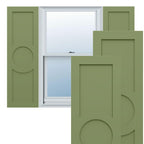 18"W x 71"H True Fit PVC Center Circle Arts & Crafts Fixed Mount Shutters, Starless Night Blue (Per Pair - Hardware Not Included)