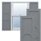 18"W x 68"H True Fit PVC Center Circle Arts & Crafts Fixed Mount Shutters, Hailstorm Gray (Per Pair - Hardware Not Included)