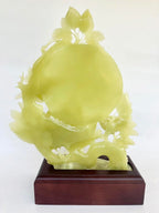 18" H Green Onyx Marble Carving Flower Bird Arts Crafts Statue Sculpture with Box and Stand