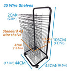 Wire Art Drying Rack, Flexible Shelf Mobile Cart for Classroom Painting Crafts Artwork Canvas Storage, 3 Sizes/20 Shelves,35 Shelves