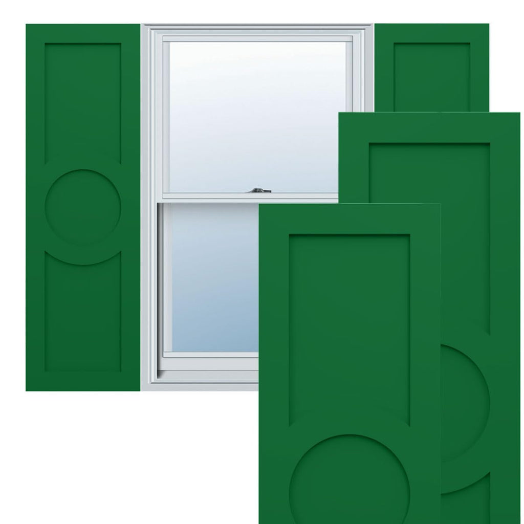 18"W x 71"H True Fit PVC Center Circle Arts & Crafts Fixed Mount Shutters, Starless Night Blue (Per Pair - Hardware Not Included)