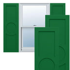 18"W x 71"H True Fit PVC Center Circle Arts & Crafts Fixed Mount Shutters, Starless Night Blue (Per Pair - Hardware Not Included)